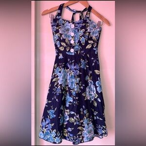 Floral Blue Halter Dress